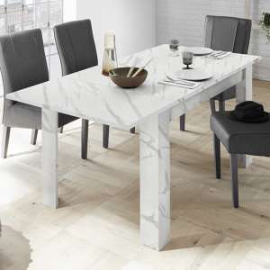 Corvi Extending Wooden Dining Table In White Marble Effect