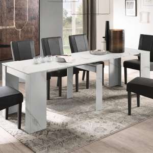 Corvi Large Extending Dining Table In White Marble Effect