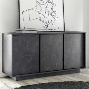 Corvi Wooden Sideboard In Black Marble Effect With 3 Doors
