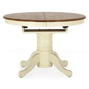 Cotswold Extending Round Dining Table In Dark Oak And Ivory
