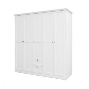 Country Large Wooden Wardrobe In White With 5 Doors