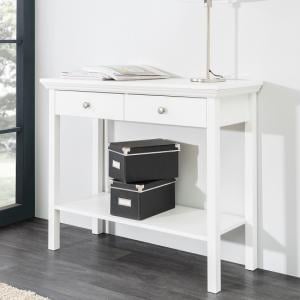 Country Console Table In White With 2 Drawers