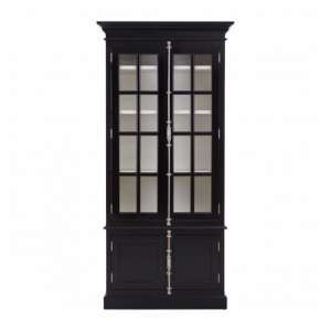 Coveca Wooden 4 Doors Display Cabinet In Black