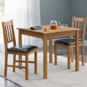 Calliope Compact Square Dining Set In Oiled Oak With 2 Chairs