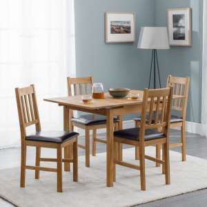 Calliope Extending Dining Table In Oiled Oak With 4 Chairs