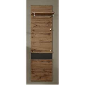 Coyco Wooden Tall Coat Rack In Wotan Oak And Grey