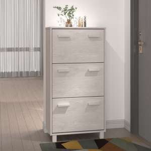 Coyne Pinewood Shoe Storage Cabinet With 3 Doors In White