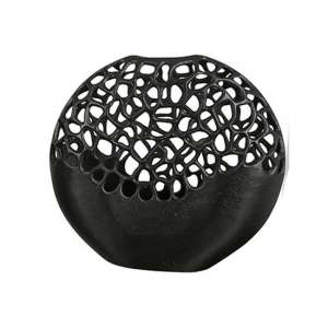 Cracklier Aluminium Large Decorative Vase In Matt Black