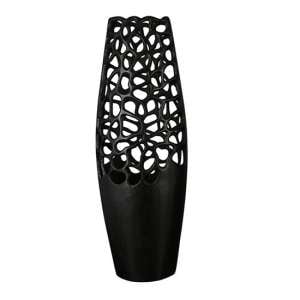 Crackly Aluminium Small Decorative Vase In Matt Black