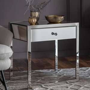 Cranston Mirrored Side Table With 1 Drawer And Silver Frame