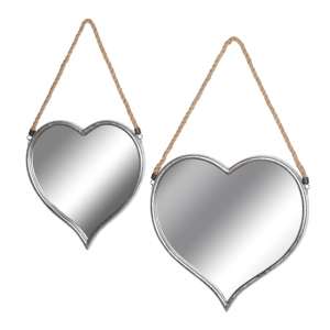 Crawlier Set Of 2 Heart Mirrors In Bronze Frame With Rope Detail
