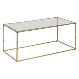 Crawlo Rectangular Clear Glass Coffee Table With Gold Base