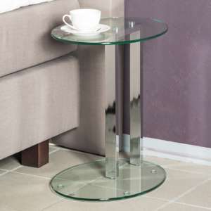 Creek Round Clear Glass Side Table With Chrome Stand