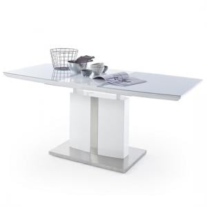 Cresta Extendable Glass Dining Table In High Gloss White