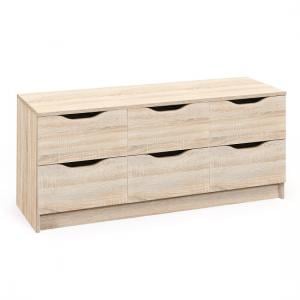 Crick Wide Chest of Drawers In Sonoma Oak With 6 Drawers