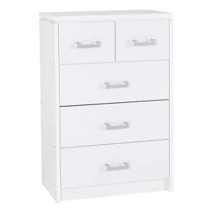 Crieff Wooden Chest Of 5 Drawers In White
