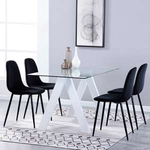 Criss Cross Glass Dining Set With 4 Alpine Black Velvet Chairs