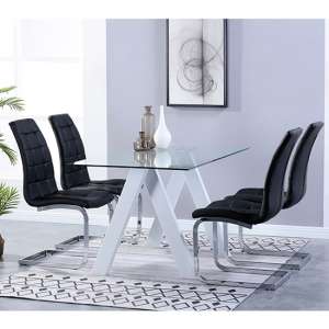 Criss Cross Glass Dining Set With 4 New York Black Chairs