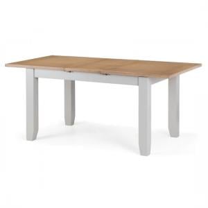 Raisie Wooden Extendable Dining Table In Oak Top And Grey