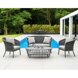 Crod Outdoor Curved Top Lounger Set With Coffee Table In Grey