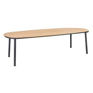 Crod Outdoor 2700mm Roble Wooden Dining Table In Grey Legs