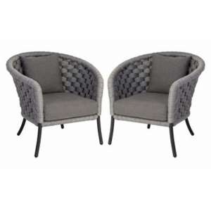 Crod Outdoor Light Grey Dining Chairs With Cushion In Pair