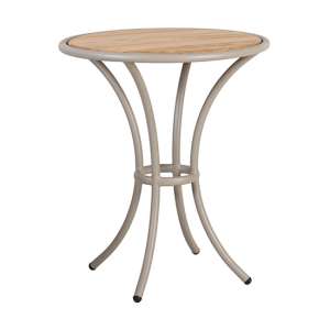Crod Outdoor Roble Wooden Bistro Table With Beige Metal Frame