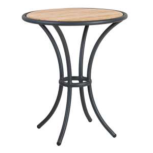 Crod Outdoor Roble Wooden Bistro Table With Grey Metal Frame
