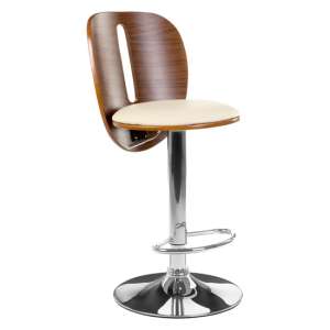 Crofton Bar Chair In Cream Faux Leather Seat With Chrome Base