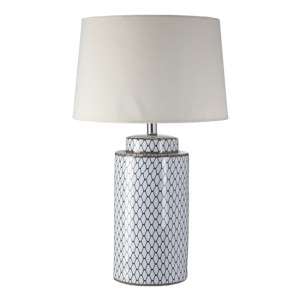 Crola Cream Fabric Shade Table Lamp With White Cylindrical Base