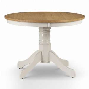 Eubanks Round Dining Table In Ivory Laquered With Oak Top