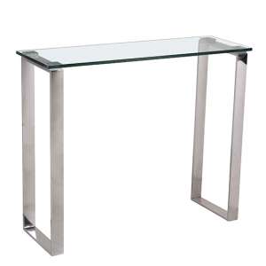Crucis Clear Glass Console Table With Stainless Steel Legs