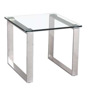 Callison Clear Glass Lamp Table With Stainless Steel Legs