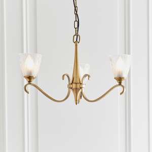 Cua 3 Lights Ceiling Pendant Light In Brass With Deco Glass