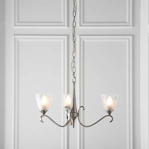 Cua 3 Lights Ceiling Pendant Light In Nickel With Deco Glass