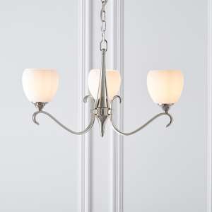 Cua 3 Lights Ceiling Pendant Light In Nickel With Opal Glass