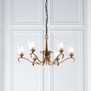 Cua 6 Lights Ceiling Pendant Light In Brass With Deco Glass