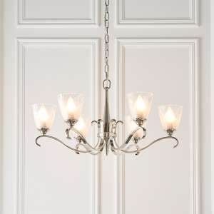 Cua 6 Lights Ceiling Pendant Light In Nickel With Deco Glass