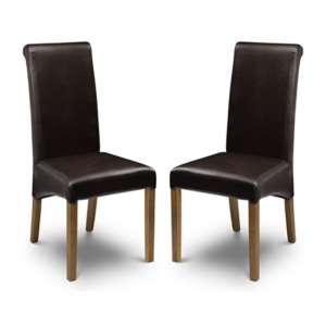 Calypso Brown Faux Leather Dining Chair In Pair