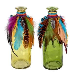 Cuba Glass Set Of 2 Small Decorative Bottle Vase In Multicolor