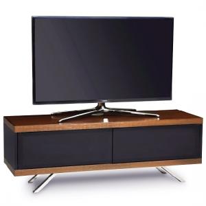 Cubic TV Stand In Black Gloss With Walnut Top And Bottom Panel