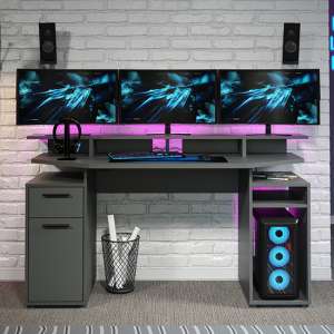 Cuenca Wooden Gaming Desk In Matt Anthracite