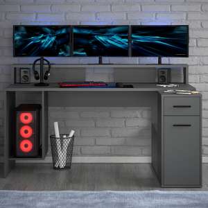 Cuenca Corner Wooden Gaming Desk In Matt Anthracite