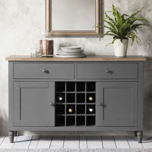 Cukham Wooden Sideboard With Wine Rack In Grey