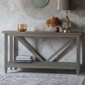 Cukham Wooden Trestle Study Desk In Grey