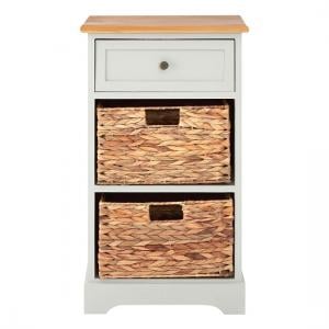 Varmora Wooden Chest Of 3 Drawers In Oak And Grey