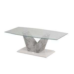 Cuneo Glass Coffee Table With Grey Stone Look And Steel Base