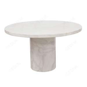 Cupric Marble Dining Table Round In Bone White Gloss Finish