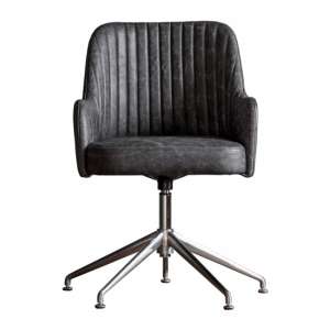 Curie Swivel Faux Leather Office Chair In Antique Ebony