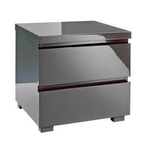 Puto Bedside Cabinet In Charcoal High Gloss With 2 Drawers